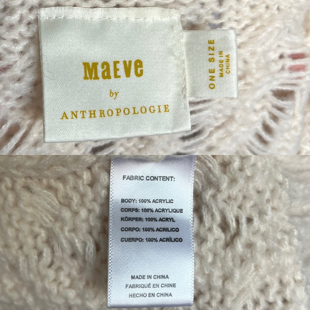Anthropologie Maeve Embellished Cardigan One Size Cream Pearls - Picture 9 of 14